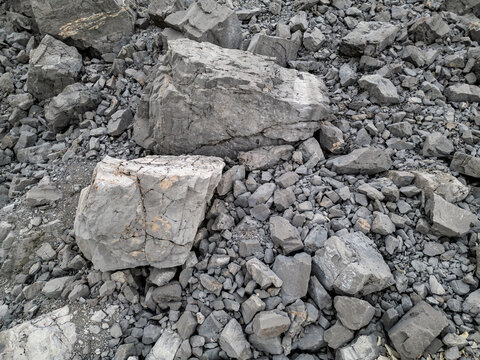 Rugged Gray Boulders and Scree On a Mountain Slope in the Canadian Rockies, Canada