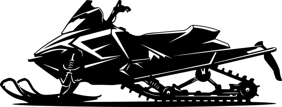 Snowmobile, vehicle, ski, dozer, motor, black, silhouette, vector