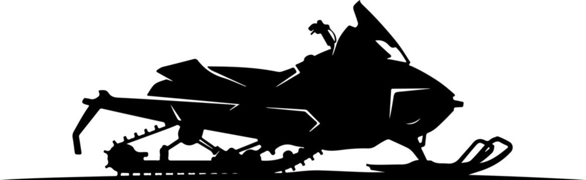 Snowmobile, Ski, Winter Sports, Vehicle Silhouette, Black Icon