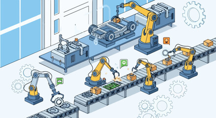 Fototapeta premium Isometric 3d illustration of a construction excavator on a white background featuring elements of urban architecture industry and technology design