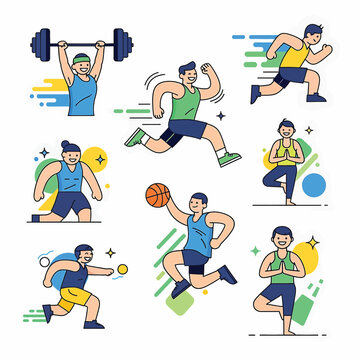 Man doing various sports exercises.