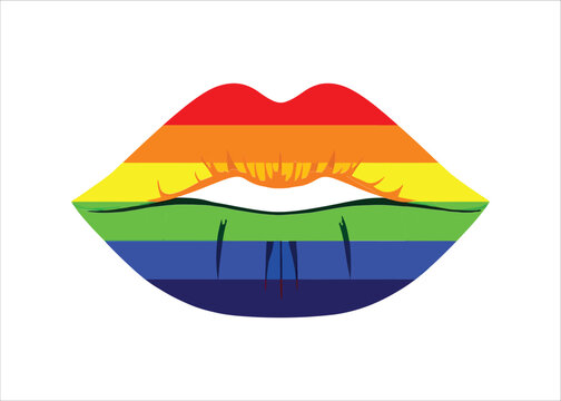 Vibrant rainbow colored lips representing pride and diversity, a powerful symbol of acceptance and equality, ideal for social awareness designs and inclusive branding initiatives