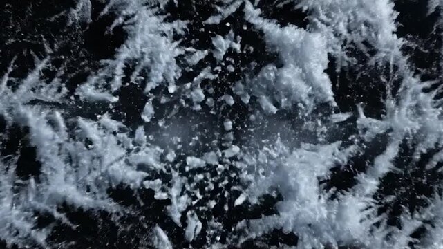 Abstract Frosty Ice Crystal Pattern Background Loop with Shimmering Particles.