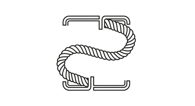 Stylized 'S' letter design formed by a strong twisted rope within sleek bracket contours