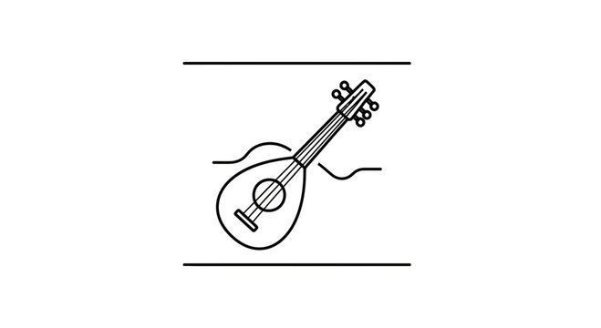 Minimalist outline drawing of a classic stringed musical instrument for creative design projects