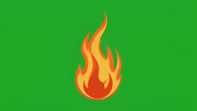 Flame icon on green background.