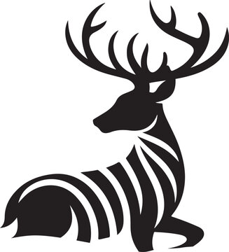 Striking silhouette of a zebra with deer-like antlers in a stylized design Vector, illustration