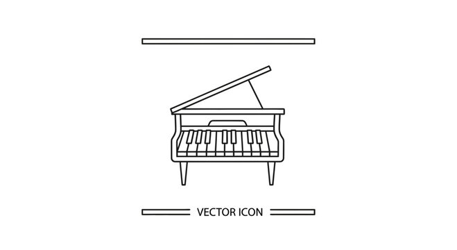 Elegant grand piano vector icon illustration for music-themed designs and digital art projects