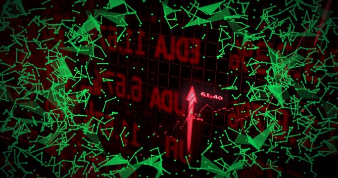 Showing red arrow following dotted path on grid screen labeled 61