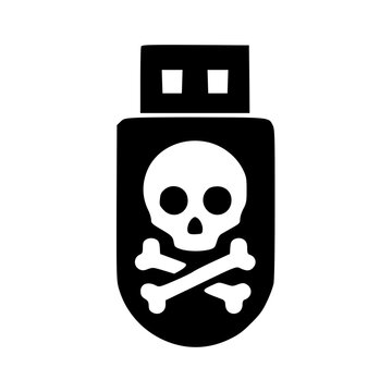 USB Skull - A USB flash drive with a skull and crossbones, representing dangerous hardware or "USB killer" devices