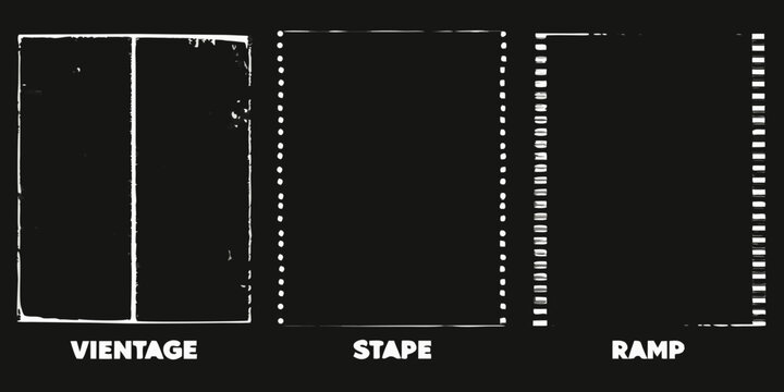 Film strip with vintage staple and ramp text on a black background