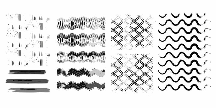 Abstract black brushstrokes arranged in varied patterns and textures