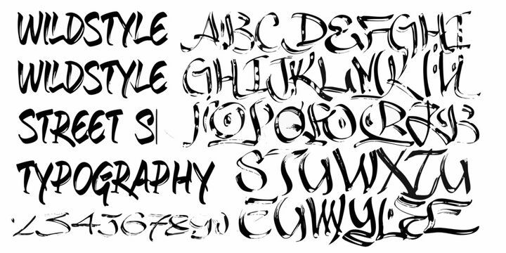 Hand drawn wildstyle lettering and alphabet with a street art aesthetic