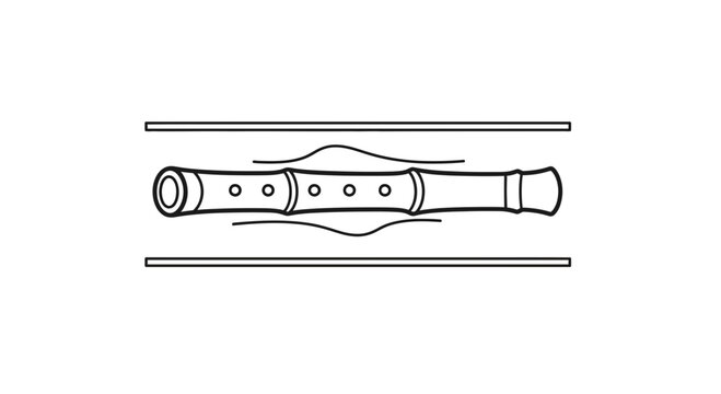 Elegant monochrome contour depiction of a classic wind pipe instrument for musical expression and