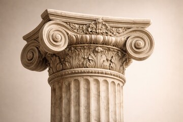 Fototapeta premium Detailed view of an Ionic order capital isolated on a plain background
