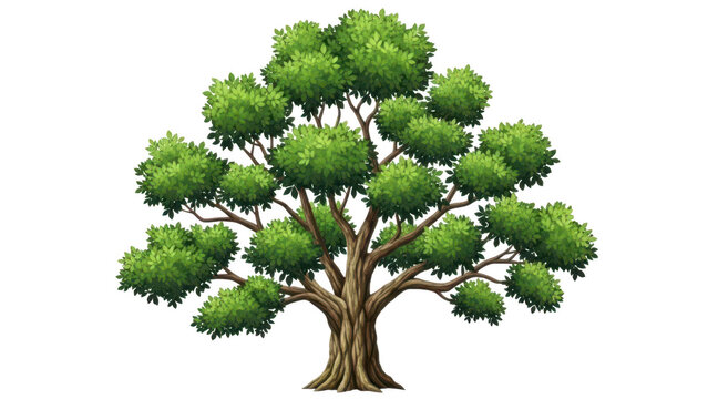 Stylized green tree with lush foliage on, product isolated