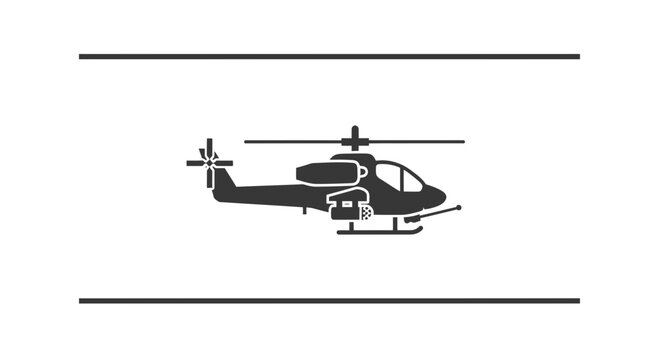 Silhouette of a military attack helicopter in flight, vector graphic
