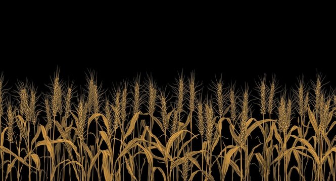 Vintage cornfield silhouette composition on black background ideal for classy home decor