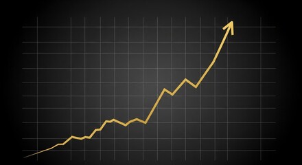 Fototapeta premium Rising Financial Growth Chart Vector Illustration Featuring a Golden Trend Line on a Dark Grid Background for Business Data Analysis and Economic Success Concepts