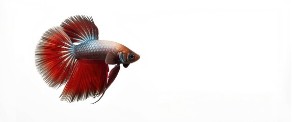 Fototapeta premium Stunning Siamese betta fish captured with clean white photo studio background