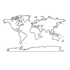Fototapeta premium minimalist world map outline, world map vector, simple world map design, global map outline, minimal map illustration, earth map outline, world atlas vector, map line art, clean map design, global out