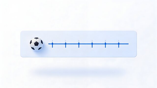 Floating football timeline UI element with segmented line in minimal light style.