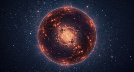 Fototapeta premium Spherical space map showcasing glowing nebula formations and twinkling stars rendered with HDRI cartoon effects