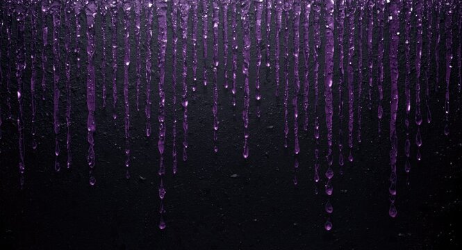 Surreal fantasy themed purple rain pattern over a textured black panel