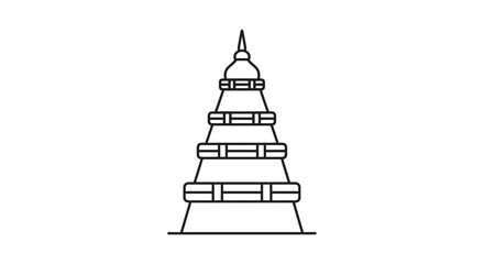 Fototapeta premium Minimalist Line Art of a Pagoda Building