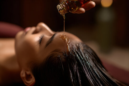 A woman receiving a head spa treatment. An image evoking relaxation through esthetics, cosmetic medicine, and scalp care.
