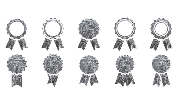 Silver award ribbons collection set