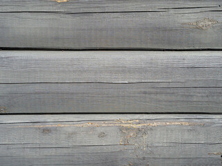 Obraz premium Weathered gray wooden planks background with natural texture and visible grain. Rustic aged wood surface with cracks and imperfections, ideal for vintage design, backgrounds, or copy space