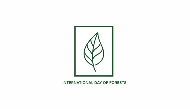 International Day of Forests leaf logo, green nature symbol, environmental awareness graphic