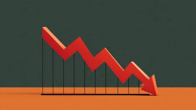 Decline chart downward trend falling arrow market drop business decline economic downturn graph line statistics chart red arrow financial loss
