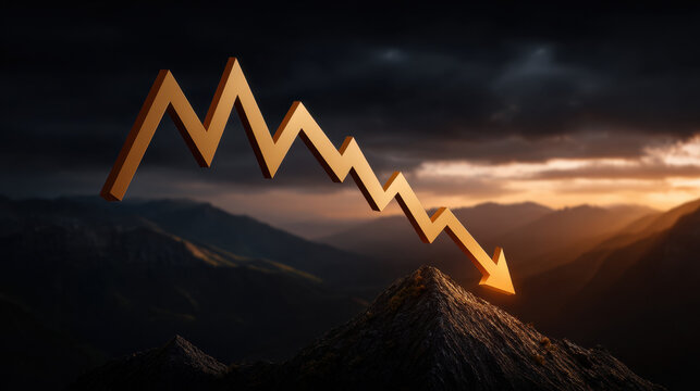 Market correction downward trend falling price financial market economic decline stock market bear market chart arrow recession risk investment loss