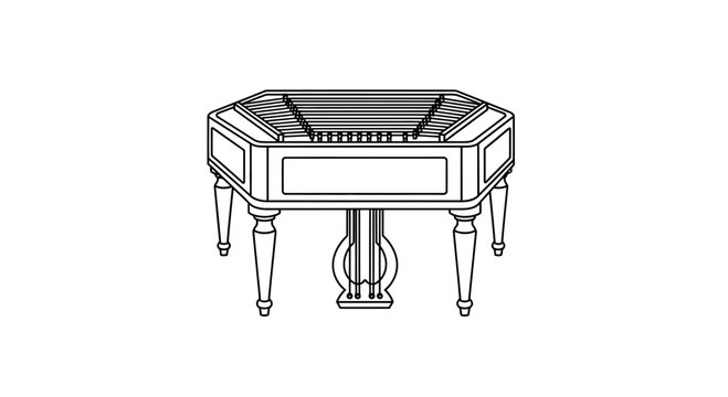 Octagonal Hammered Dulcimer Musical Instrument Line Art Illustration