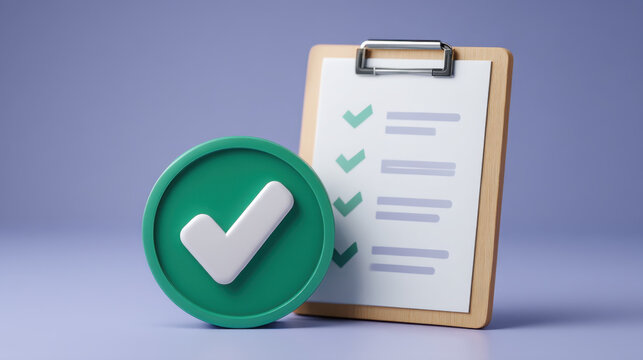 Quality assurance checklist certification green check mark clipboard audit standard verification process