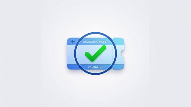 Green checkmark on blue background.