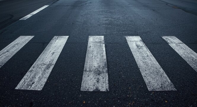 urban dark asphalt surface featuring sharp road marking lines for background