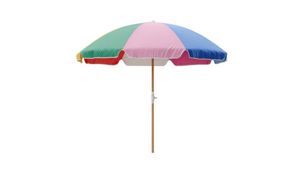 Obraz premium Colorful beach umbrella during summer vacation, on transparent background