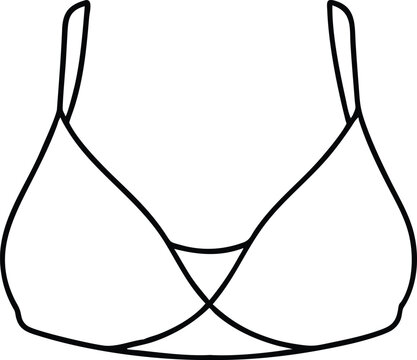 Fashionable line drawing of a womens soft bralette featuring a stylish crisscross design