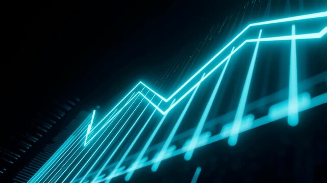 Financial Growth: Dynamic digital representation of a financial graph indicating upward trends, conveying themes of market expansion and economic progress. 