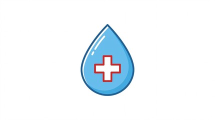 Fototapeta premium Medical blue drop icon with cross.