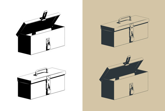Vintage metal tool box with padlock