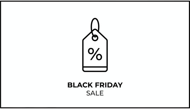 Black Friday Sale Tag with Percentage Symbol, Discount Offer, Shopping Promotion