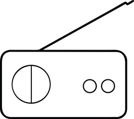 Fototapeta premium Minimalist line illustration of a retro radio receiver with an antenna and control knobs