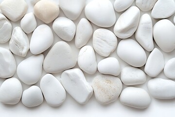 Fototapeta premium Smooth White Pebbles on a Light Background for Natural or Minimalist Design Use