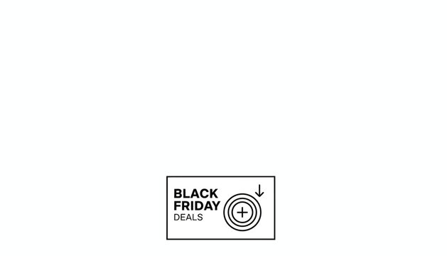 Black Friday Deals Icon with Plus and Down Arrow Symbols