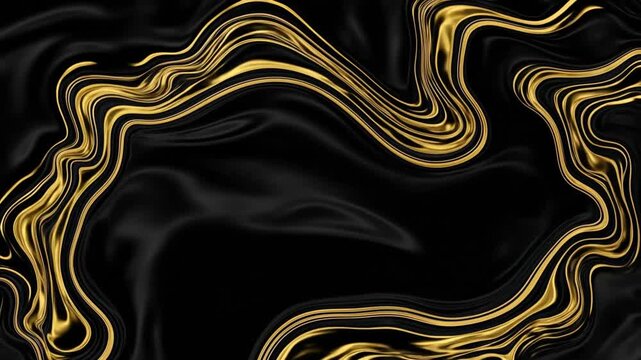Black and Gold Liquid Marble Flowing Seamless Loop Background, Luxurious Fluid Motion Graphics, Elegant Abstract Texture for Premium Visual Branding Projects