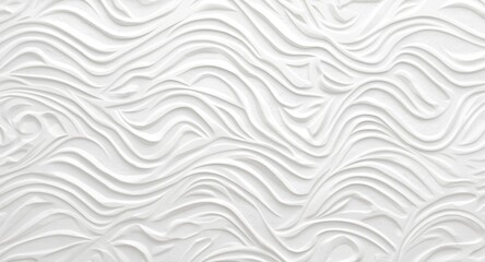 Fototapeta premium Wave patterned white wall with intricate texture for background use